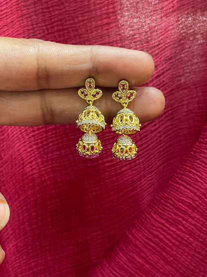 925 Silver Gold Plated Double Jhumki