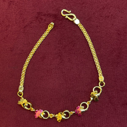 92.5 Silver Gold Plated Enamel Floral Bracelet for Women