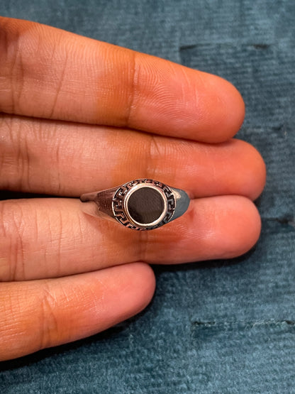 92.5 Silver Black Stone Men’s Ring Size 19 | Stylish Statement Design | Elegant Jewellery