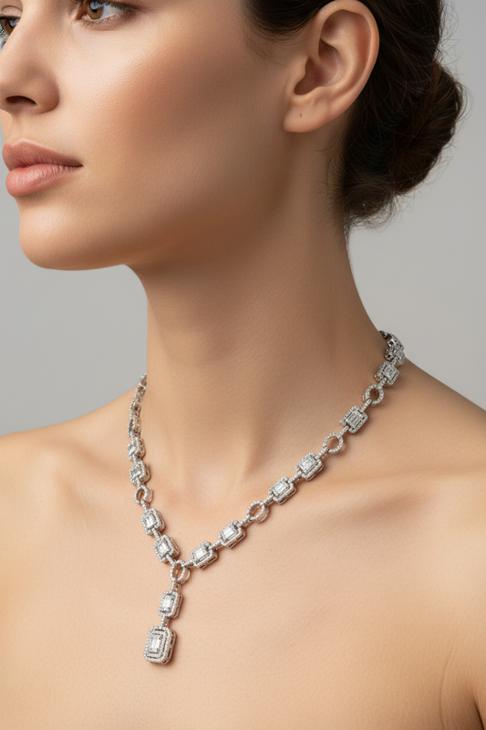 92.5 Silver Stylish Classy Necklace for Women 19 Inches | Elegant Premium Design | Modern Jewellery