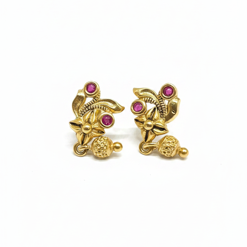 925 Silver Gold Plated Nakshi Drops
