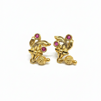 925 Silver Gold Plated Nakshi Drops