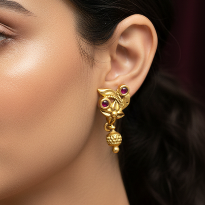 925 Silver Gold Plated Nakshi Drops