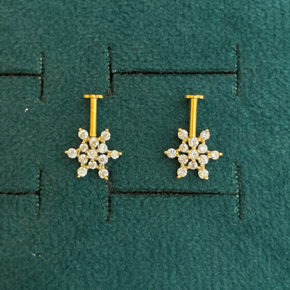 92.5 Silver Floral Piercing Bugadi Pair