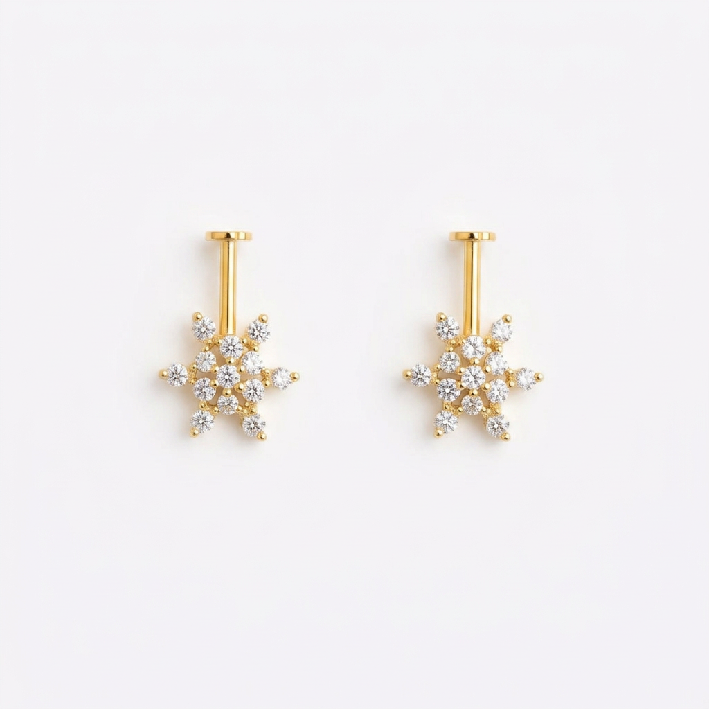 92.5 Silver Floral Piercing Bugadi Pair