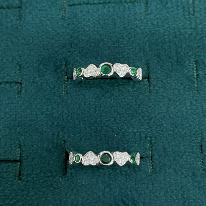 92.5 Silver Green & White CZ Eternity Band Toe Rings for Women