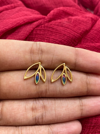 92.5 Silver Gold Plated Leaf Earrings for Women | Stylish Nature-Inspired Design | Elegant Jewellery