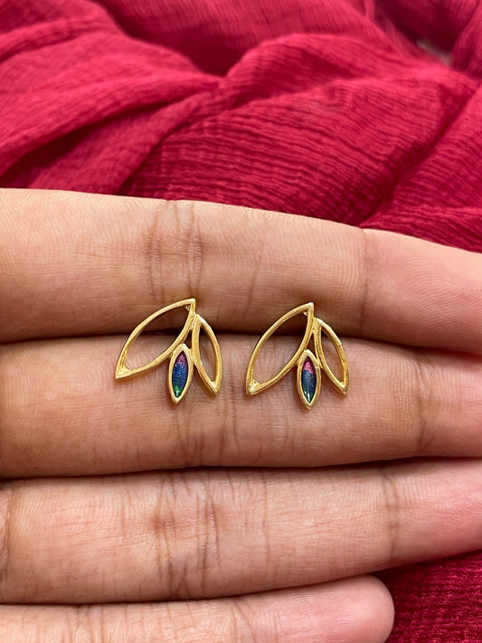 92.5 Silver Gold Plated Leaf Earrings for Women | Stylish Nature-Inspired Design | Elegant Jewellery