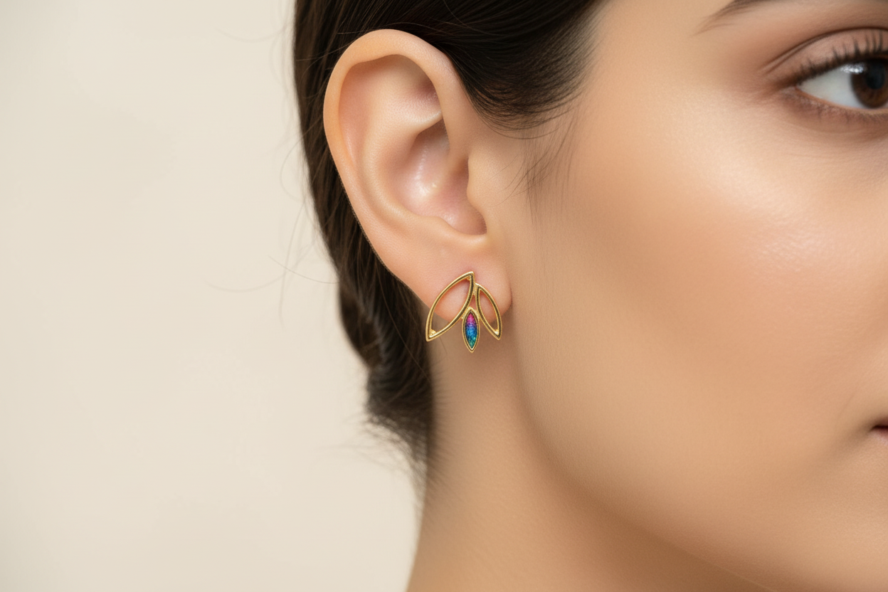 92.5 Silver Gold Plated Leaf Earrings for Women | Stylish Nature-Inspired Design | Elegant Jewellery