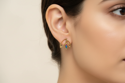 92.5 Silver Gold Plated Leaf Earrings for Women | Stylish Nature-Inspired Design | Elegant Jewellery
