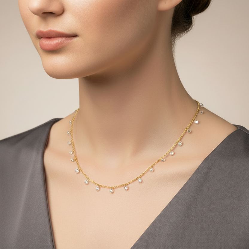 92.5 Silver Gold Plated Charm Chain for Women 17.5 Inches | Stylish Pendant Chain | Elegant Jewellery