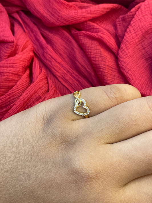92.5 Silver Gold Plated Heart Infinity Ring for Women Size 10 | Elegant Love Symbol | Jewellery