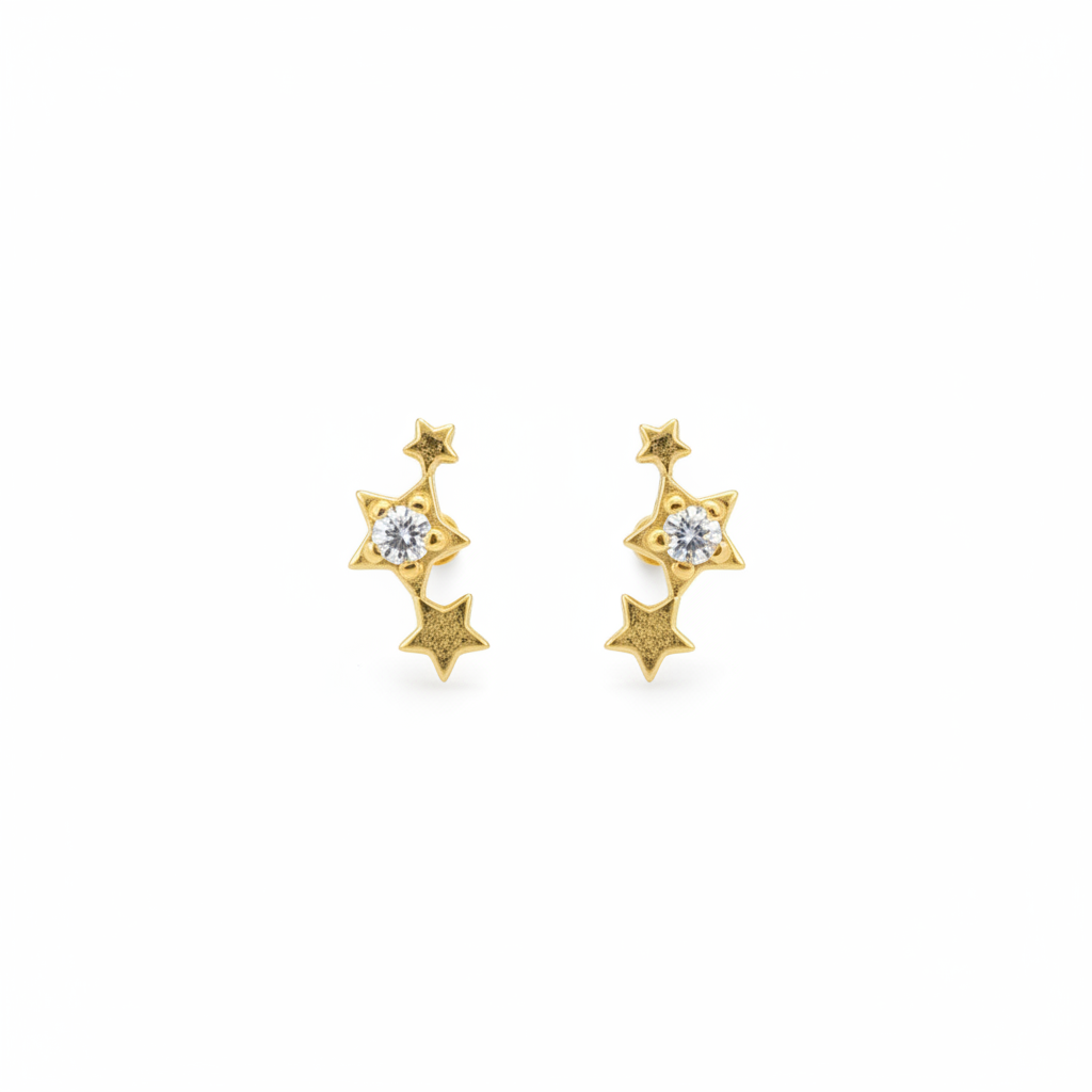 92.5 Silver Gold Plated Star Constellation Studs