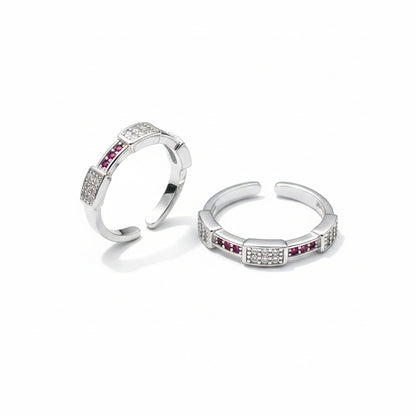 92.5 Silver Pink & White CZ Pave Block Toe Rings for Women