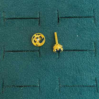 92.5 Silver Gold Plated Om Reversible Stud Single Piece