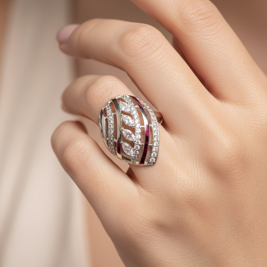 92.5 Silver Stylish Classy Ring for Women Size 18 | Elegant Premium Design | Modern Jewellery
