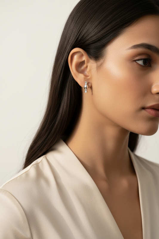92.5 Silver Minimal Earrings for Women | Stylish Simple Design | Elegant Daily Wear Jewellery