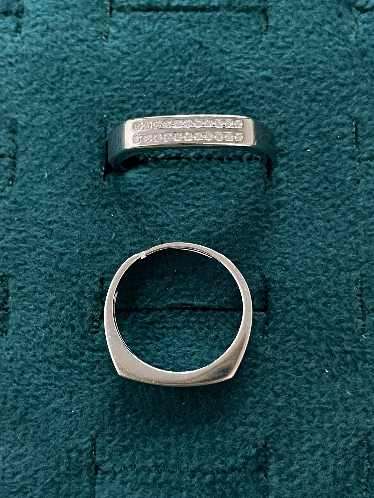 92.5 Silver Double Row Stone Band Couple Rings | Adjustable Classic Design