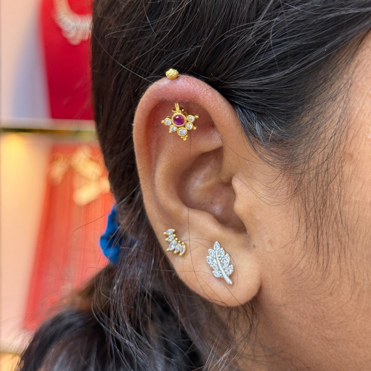 92.5 Silver Multicolor Reversible Temple Bugadi (Pair) | Dual Style Design | Jewellery