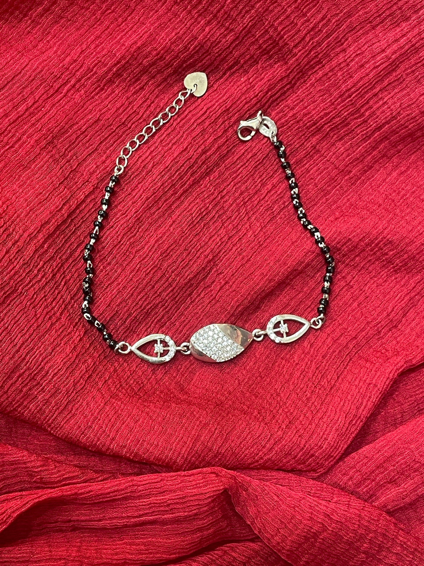 92.5 Silver Black Beads Bracelet for Women 8 Inches | Stylish Elegant Design | Daily Wear Jewellery