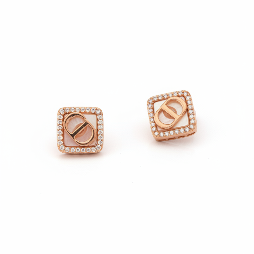 92.5 Silver Rose Gold Studs | Sleek Modern Design | Stylish Jewellery