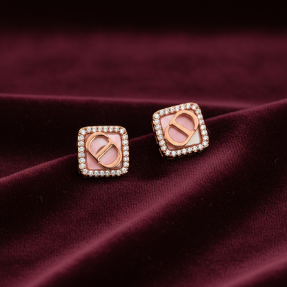 92.5 Silver Rose Gold Studs | Sleek Modern Design | Stylish Jewellery