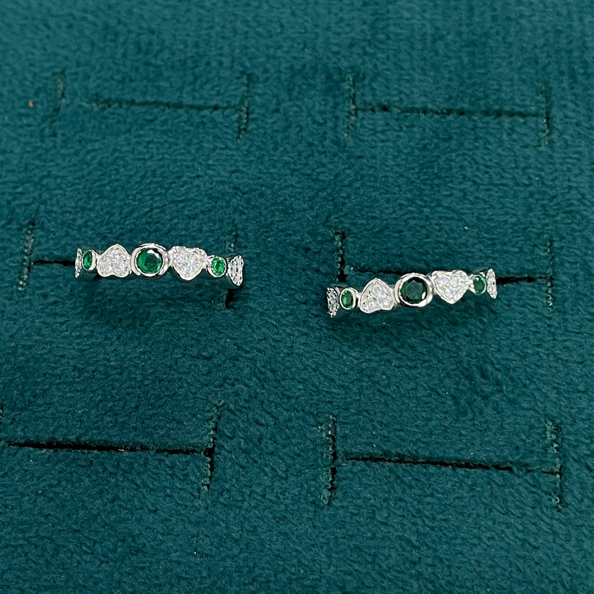 92.5 Silver Green & White CZ Eternity Band Toe Rings for Women
