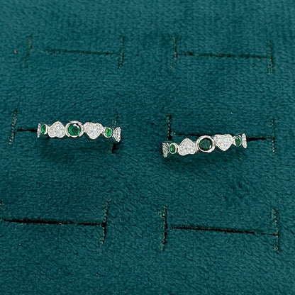 92.5 Silver Green & White CZ Eternity Band Toe Rings for Women