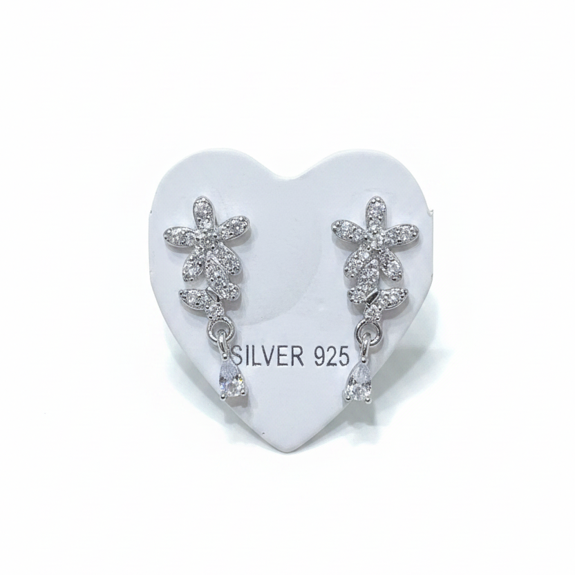 92.5 Silver Floral Stud Earrings | Premium Classy Design | Jewellery