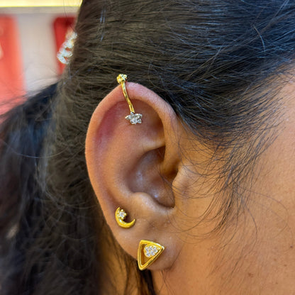 92.5 Silver Gold Plated Flower Press-On Bugadi for Women | Stylish Non-Piercing Ear Cuff | Ethnic Jewellery
