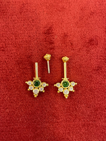 92.5 Silver Multicolor Reversible Temple Bugadi (Pair) | Dual Style Design | Jewellery