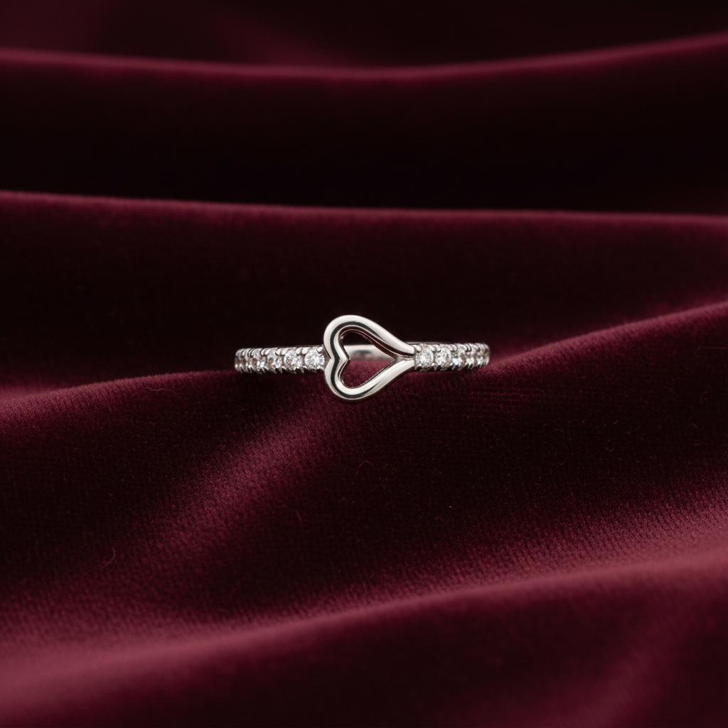 92.5 Silver Heart Ring for Women Size 8 | Stylish Love Motif | Elegant Gift Jewellery