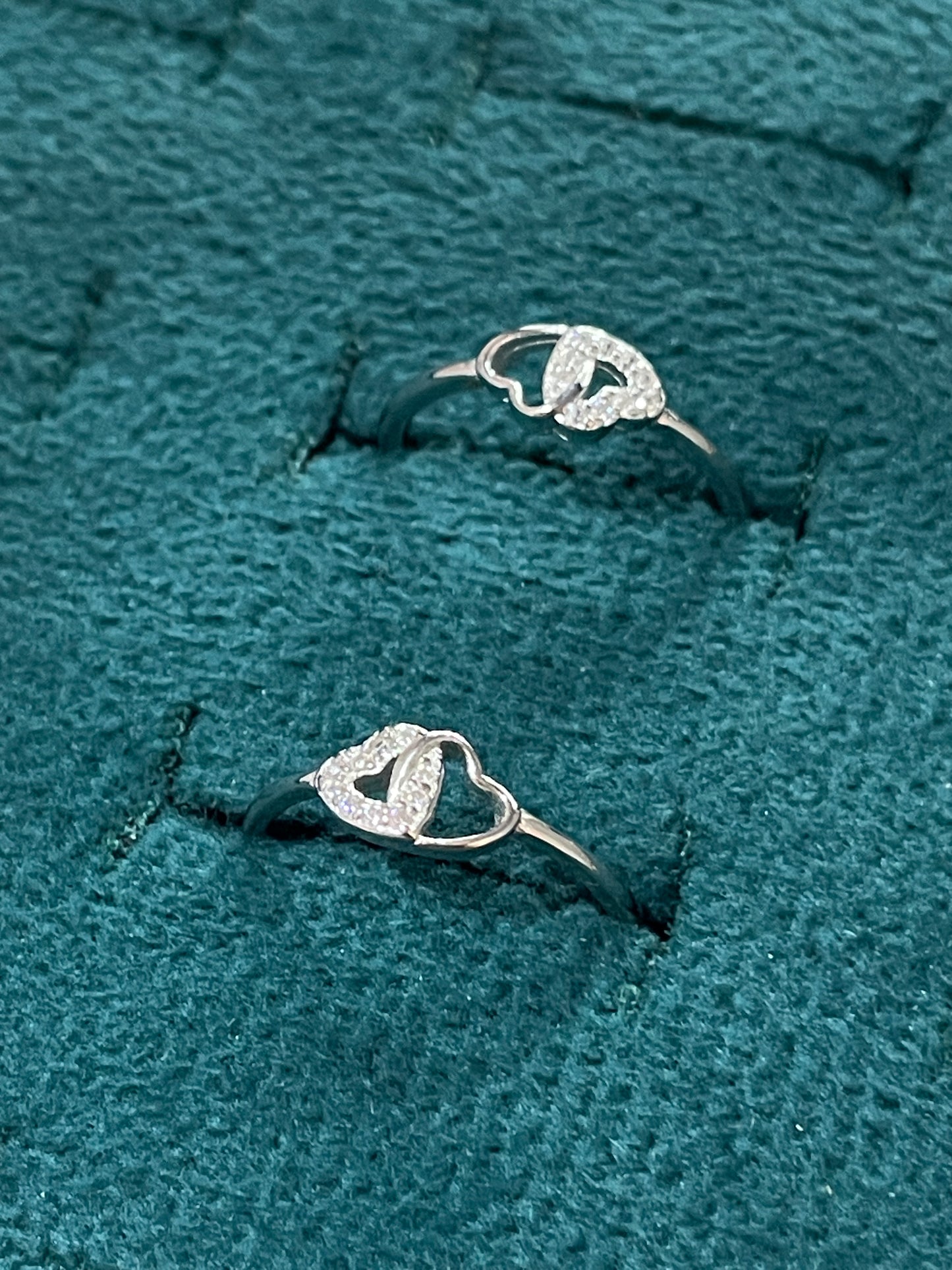 92.5 Sterling Silver Double Heart Toe Rings for Women | Romantic Elegant Design