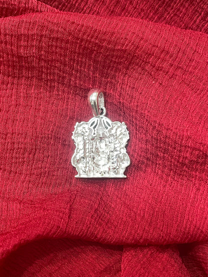 92.5 Silver Oxidised Venkateswara Swamy Pendant for Men & Women | Balaji Temple Design | Daily Wear Jewellery