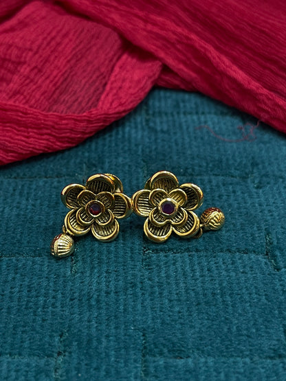 92.5 Silver Gold Plated Rose Earrings