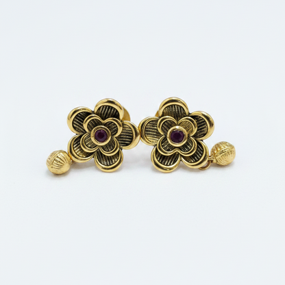 92.5 Silver Gold Plated Rose Earrings