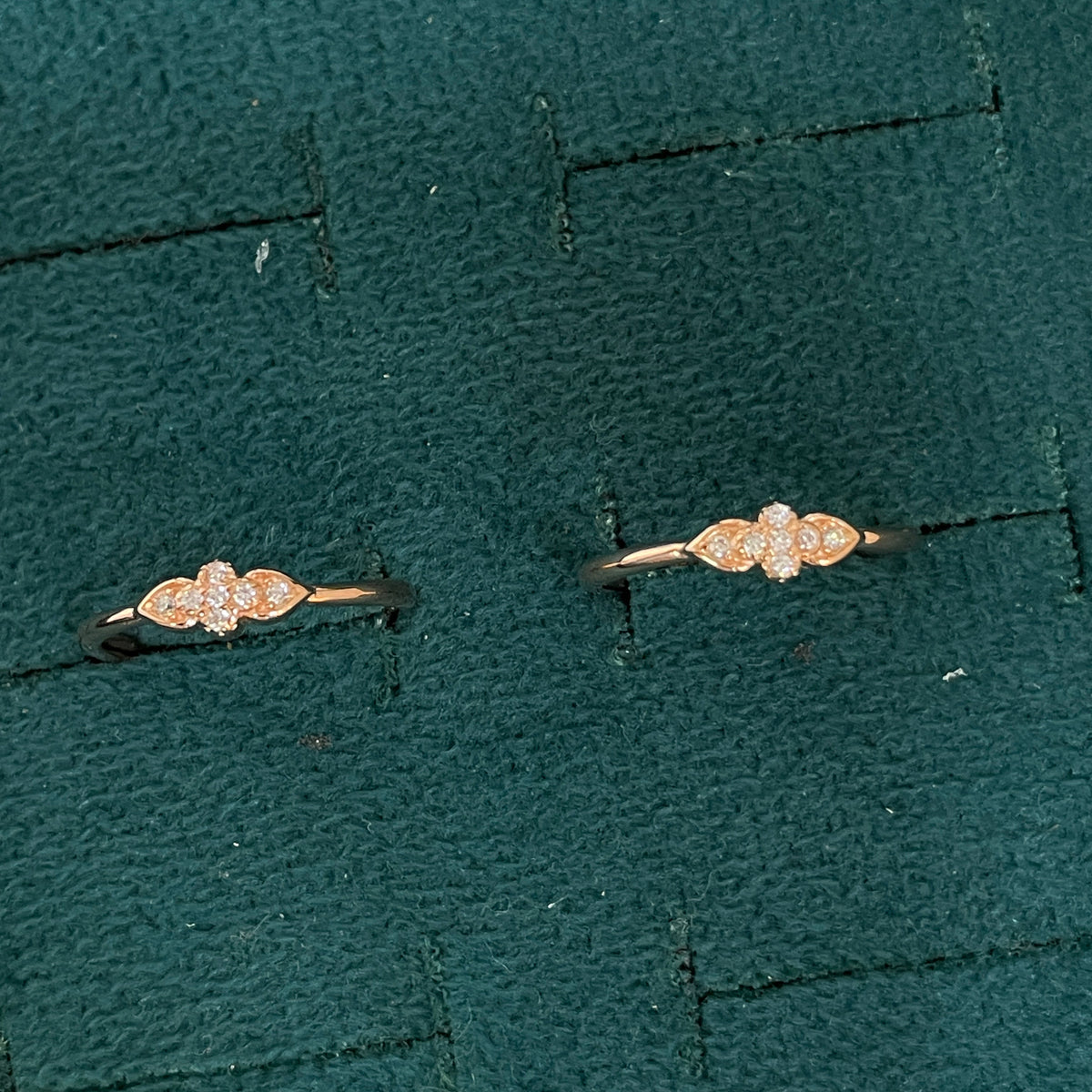 92.5 Silver Rose Gold Plated White CZ Floral Leaf Toe Rings