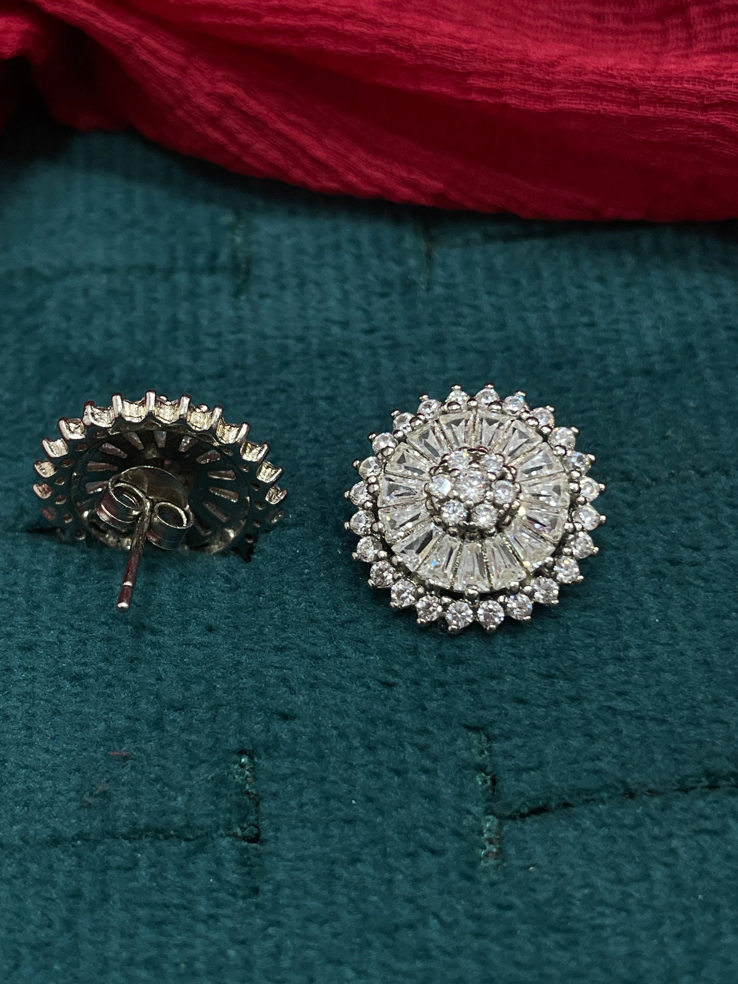 92.5 Silver White Stone Earrings | Sparkling Elegant Design | Jewellery