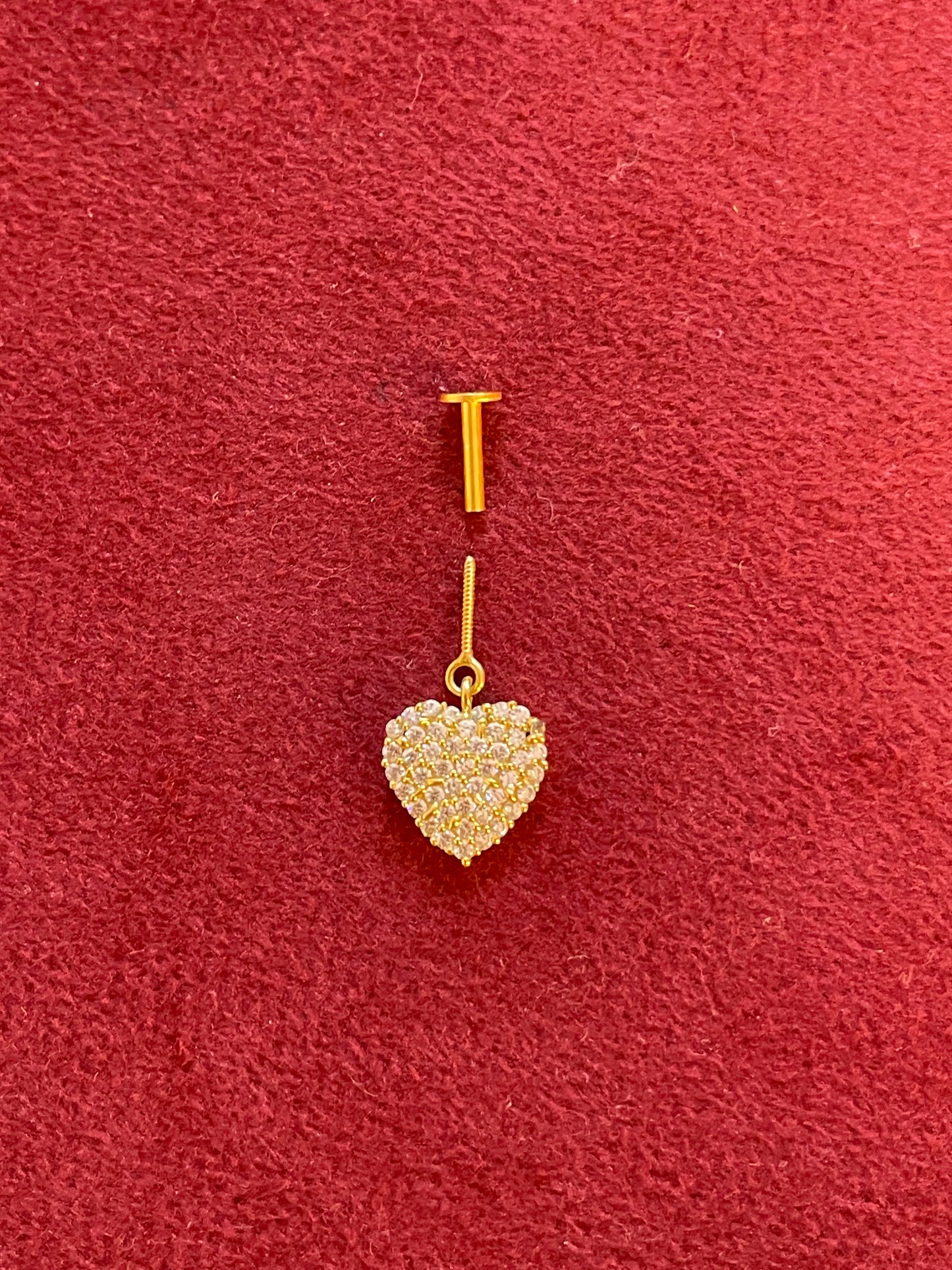 92.5 Silver Gold Plated Studded Heart Bugadi Pair| Romantic Elegant Design | Jewellery