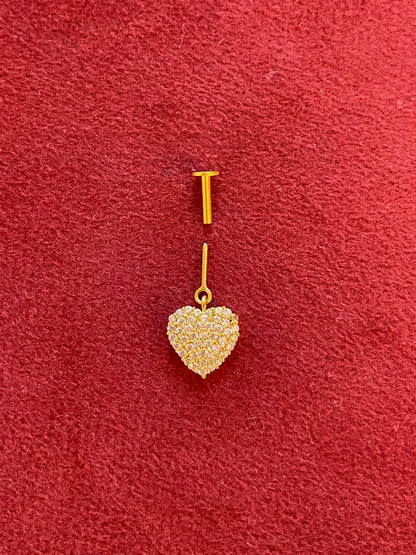 92.5 Silver Gold Plated Studded Heart Bugadi Pair| Romantic Elegant Design | Jewellery