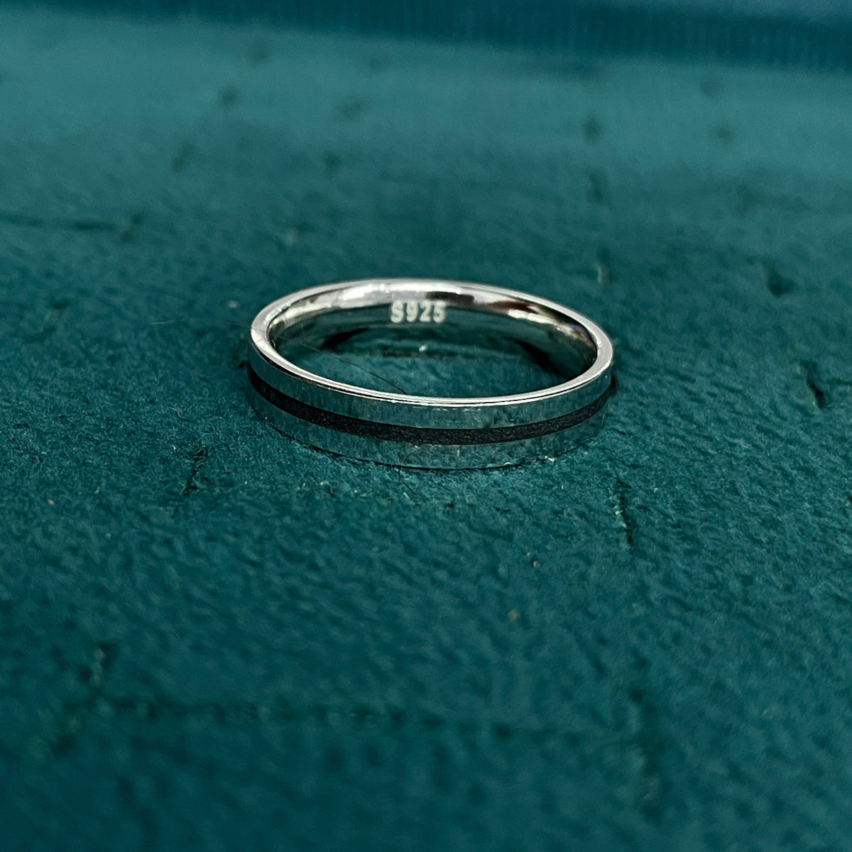 92.5 Silver Black Stripe Band Ring
