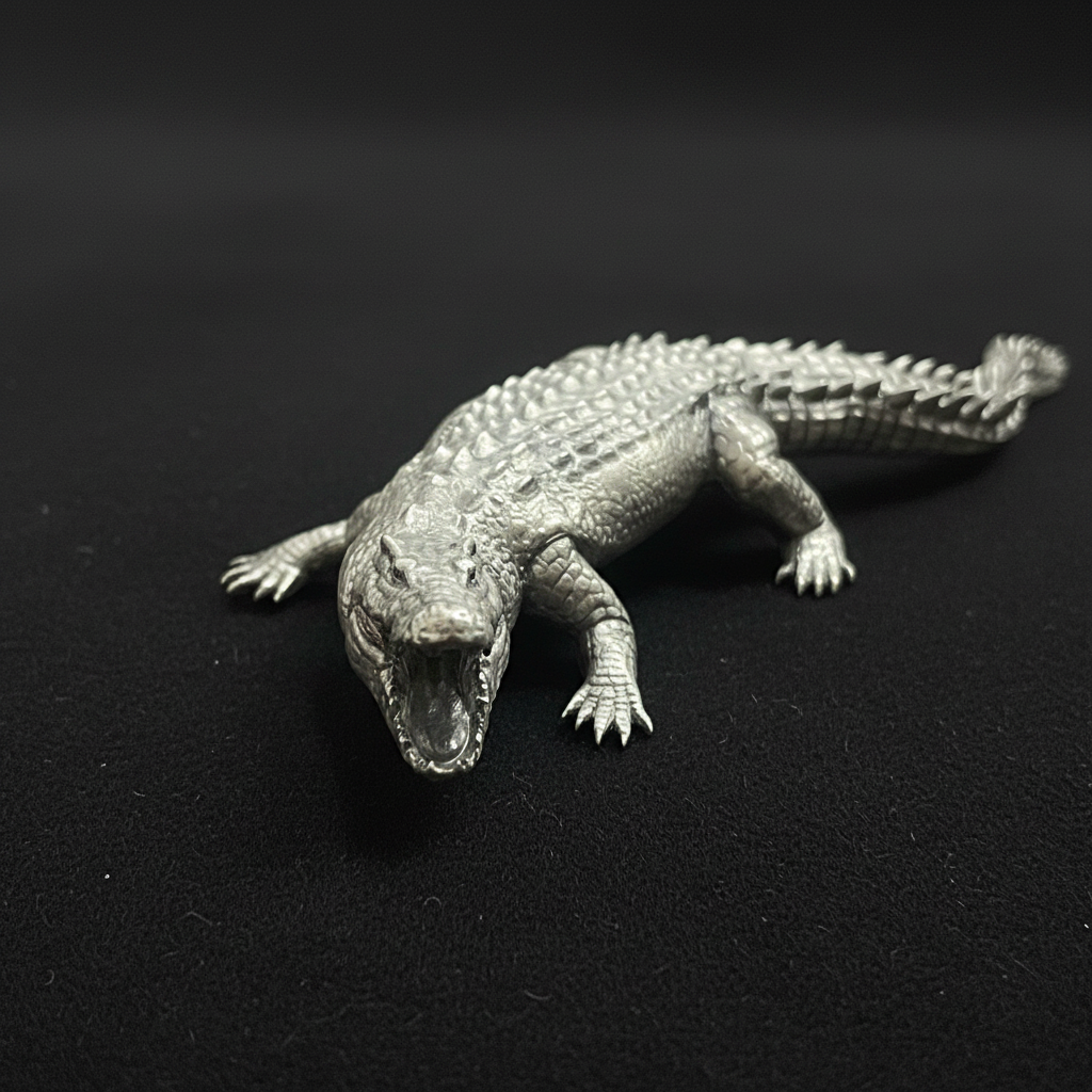 92.5 Silver Crocodile Shoulder Brooch | Unique Statement Design | Jewellery