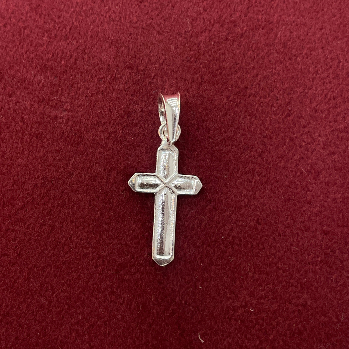 92.5 Sterling Silver Bevelled Cross Pendant