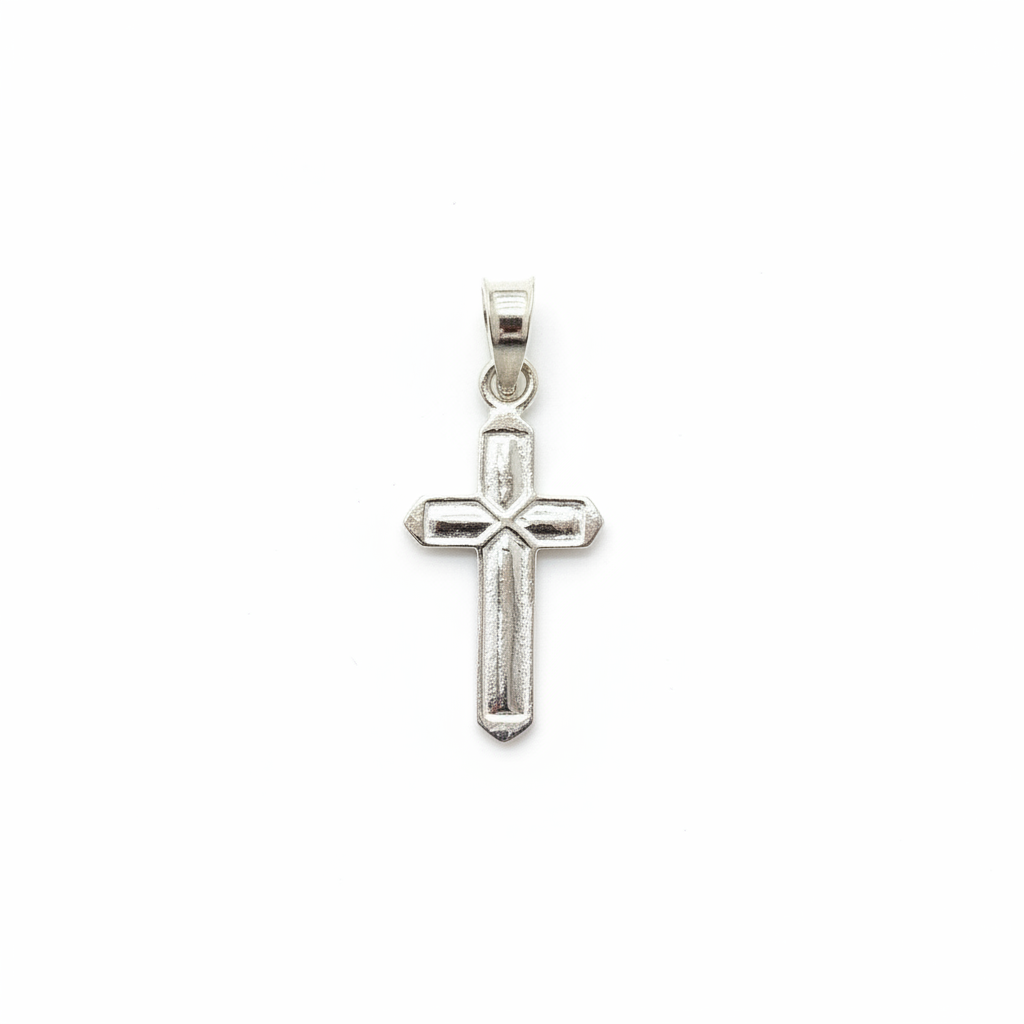 92.5 Sterling Silver Bevelled Cross Pendant