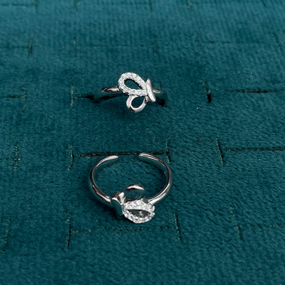 92.5 Sterling Silver CZ Butterfly Open Toe Rings for Women — Pair