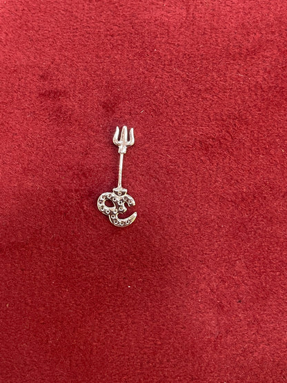 925 Silver Om Trishul Bugadi
