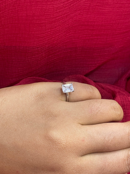 92.5 Silver White Stone Ring for Women Size 10 | Stylish Crystal-Inspired Design | Elegant Fashion Jewellery