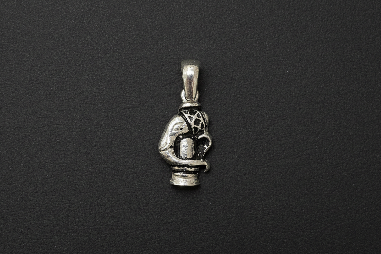 92.5 Silver Oxidised Ganesha (Ganpati) Design Pendant for Men &amp; Women – Traditional Finish
