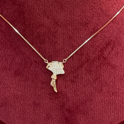 92.5 Silver Rose Gold Plated Pave CZ Flower Bouquet Pendant Necklace for Women