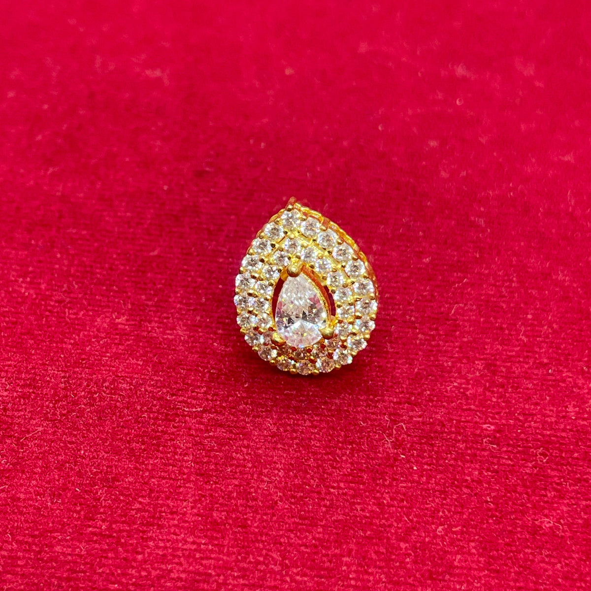92.5 Sterling Silver Gold Plated Pear Cut White CZ Double Halo Stud Earrings for Women